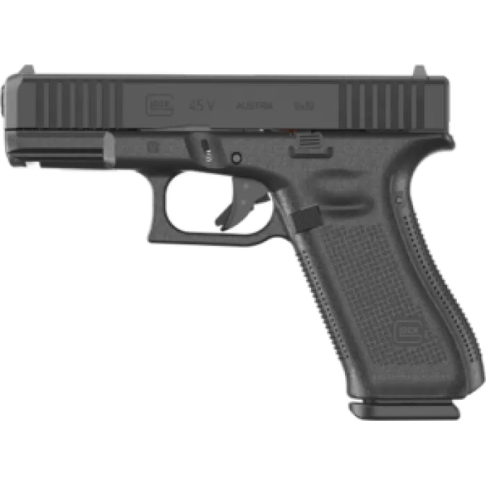 Glock PV4550203 G45 V Crossover 9mm Luger 17+1 4.02" Black GMB Barrel, Black nDLC Steel Serrated Slide, Black Polymer Frame w/Accessory Rail, Textured polymer Grip, Ambidextrous