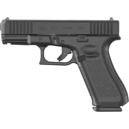 Glock PV4550203 G45 V Crossover 9mm Luger 17+1 4.02" Black GMB Barrel, Black nDLC Steel Serrated Slide, Black Polymer Frame w/Accessory Rail, Textured polymer Grip, Ambidextrous