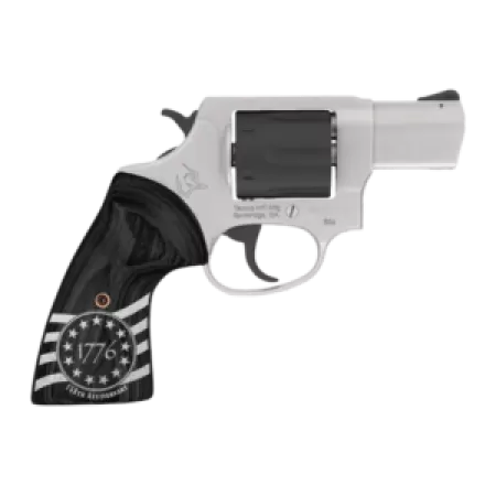 TAURUS 856 .38 Special 3in 6rd Stainless/Black Revolver w/ 1776 Engraved Wood Grips (2-85635-US3)