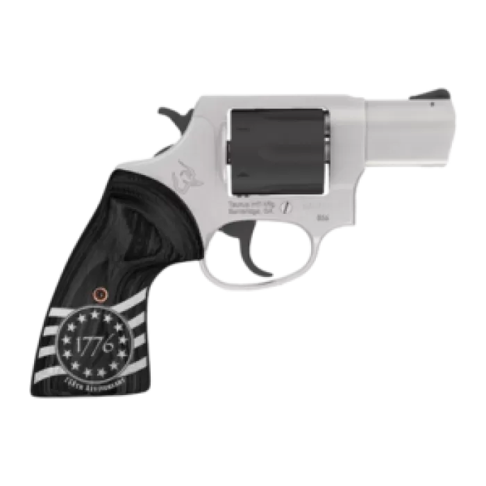 TAURUS 856 .38 Special 3in 6rd Stainless/Black Revolver w/ 1776 Engraved Wood Grips (2-85635-US3)
