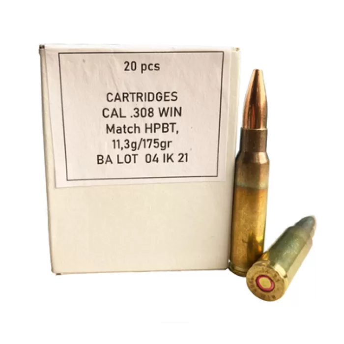 Igman .308 Winchester HPBT 175 Grain Box of 20 Rounds UPC: 810091153321 Igman .308 Winchester HPBT 175 Grain Box of 20 Rounds UPC: 810091153321