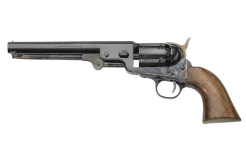 Pietta Yan36 1851 Navy London 36 Cal 6 Shot 7.37" Blued Octagonal Steel Barrel & Cylinder, Color Case Hardened Frame, Walnut Grip