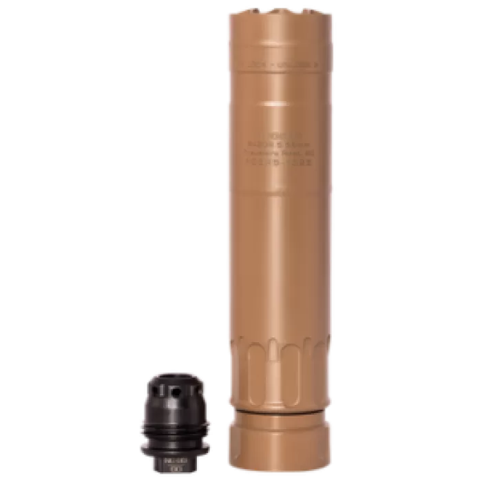 Rugged Suppressors RZRFDE556 Razor 556  22 Cal (5.56mm), 6.40" L FDE Stainless Steel, Includes 1/2"-28 M2 QD Brake