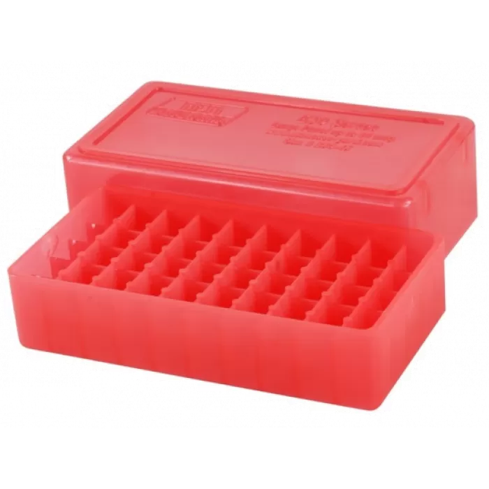 MTM 50 Round Square Hole 41 - 44 Red Slip-Top Ammo Box (E50-45-29) MTM 50 Round Square Hole 41 - 44 Red Slip-Top Ammo Box (E50-45-29)