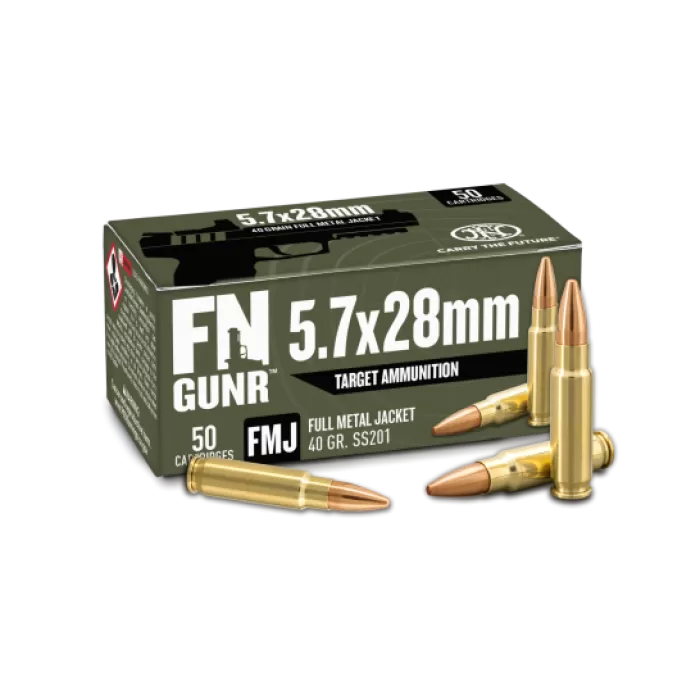 FN America 5.7x28mm 40 Grain Full Metal Jacketed Rifle Ammunition, 50 Rounds, 10700032 FN America 5.7x28mm 40 Grain Full Metal Jacketed Rifle Ammunition, 50 Rounds, 10700032