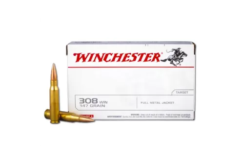 Winchester USA White Box 308 Winchester 147gr FMJ  Rifle Ammo - 60 Rounds
