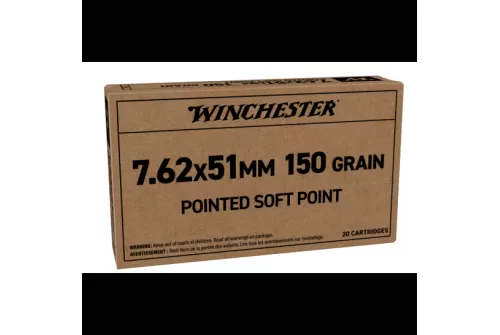 Winchester Service Grade 7.62mm NATO 150gr PSP Rifle Ammo - 20 Rounds