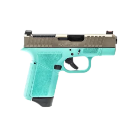 Gforce Arms GF932512RN Rapture  Sub-Compact Frame 9mm Luger 12+1 3.25" Black Barrel, Nickel Steel Optic Cut/Serrated Slide, Robin Egg Blue Cerakote Polymer Frame, Shield RMSc/RMR Footprint