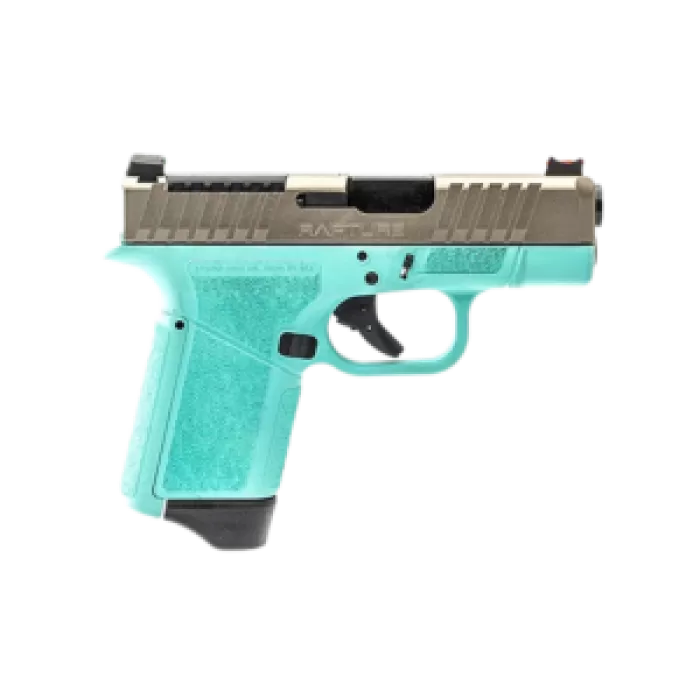 Gforce Arms GF932512RN Rapture Sub-Compact Frame 9mm Luger 12+1 3.25" Black Barrel, Nickel Steel Optic Cut/Serrated Slide, Robin Egg Blue Cerakote Polymer Frame, Shield RMSc/RMR Footprint Gforce Arms GF932512RN Rapture Sub-Compact Frame 9mm Luger 12+1 3.25" Black Barrel, Nickel Steel Optic Cut/Serrated Slide, Robin Egg Blue Cerakote Polymer Frame, Shield RMSc/RMR Footprint