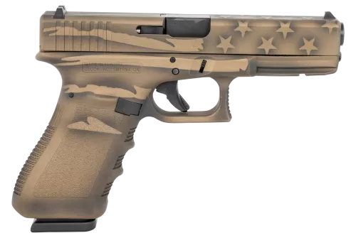 Glock PI2250204-BBBWFLAG G22 Gen3 40 S&W 4.49" 15+1 Overall Black/Coyote Battle Worn Flag Cerakote