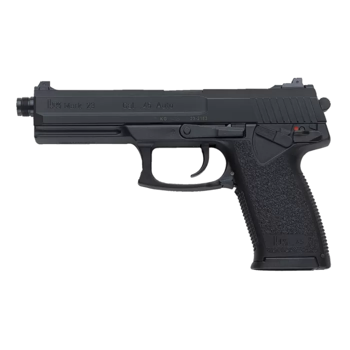 Heckler & Koch 81000080 Mark 23 45 Acp 10+1, 5.87" Black Steel Threaded Barrel, Serrated Steel Slide, Polymer Frame, Black Polymer Grip, Ambidextrous 723001A5 Heckler & Koch 81000080 Mark 23 45 Acp 10+1, 5.87" Black Steel Threaded Barrel, Serrated Steel Slide, Polymer Frame, Black Polymer Grip, Ambidextrous 723001A5