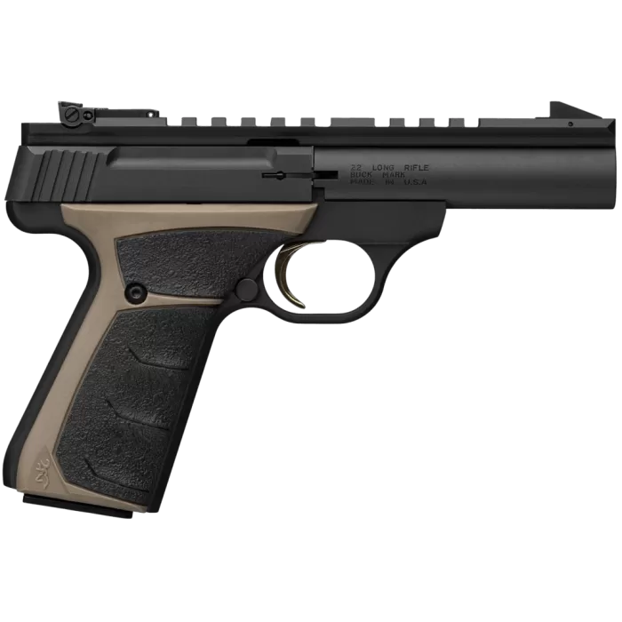 Browning 051604490 Buck Mark Field Target Micro 22 LR 10+1 4" Matte Blued Bull Barrel, Matte Black Serrated w/Picatinny Rail Slide, Matte Black Aluminum Frame, UFX Overmolded Grip