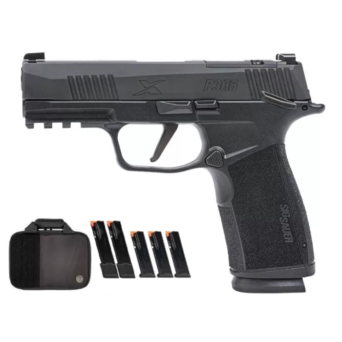 SIG SAUER P365-XMACRO TACPRO 9mm 3.7in 3x 17rd / 2x 21rd Mags Black Pistol with Savior Bag (365XCA-9-BXR3-MS-TACPRO)