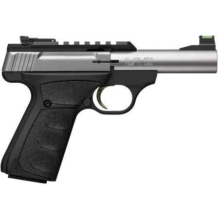 Browning 051605490 Buck Mark Plus Micro Bull 22 LR 10+1 4" Stainless Bull Barrel, Stainless Serrated Slide w/Picatinny Rail, Matte Black Alloy Steel Frame, Black Overmolded UFX Grip