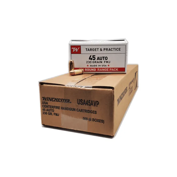 Winchester White Box USA 45 ACP Ammo 230 Grain Full Metal Jacket Case of 500 (5 Boxes of 100)