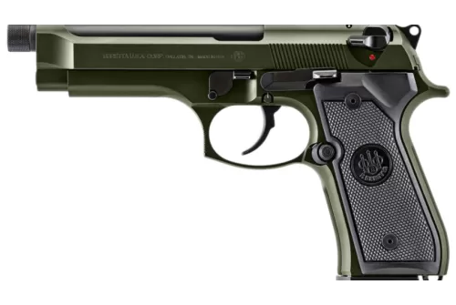 Beretta USA J92F300GR15 92FS  Full Size Frame 9mm Luger 15+1 4.90" Black Steel Barrel, OD Green Cerakote Serrated Slide, OD Green Cerakote Aluminum Frame w/Beavertail, Black Textured Grip