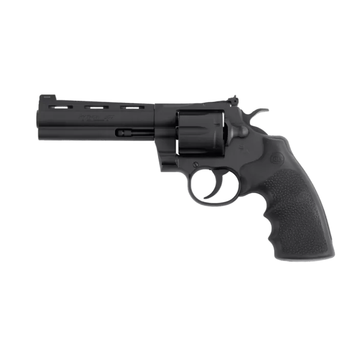Colt Mfg PYTHONBM5RNS Python 357 Mag/38 Special 6 Shot 5" Matte Blued Vent Rib Carbon Steel Barrel, Cylinder & Frame, Black Rubber Grip, Exposed Hammer