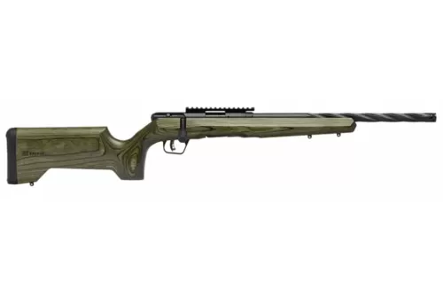 Savage Arms 70551 B Series Full Size 22 WMR 9+1 18" Matte Black Spiral Fluted Threaded Barrel, Matte Black Carbon Steel Receiver w/Picatinny Rail, OD Green Fixed Laminate Stock, Right Hand