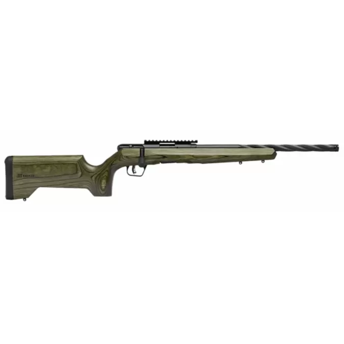 Savage Arms 70551 B Series Full Size 22 WMR 9+1 18" Matte Black Spiral Fluted Threaded Barrel, Matte Black Carbon Steel Receiver w/Picatinny Rail, OD Green Fixed Laminate Stock, Right Hand