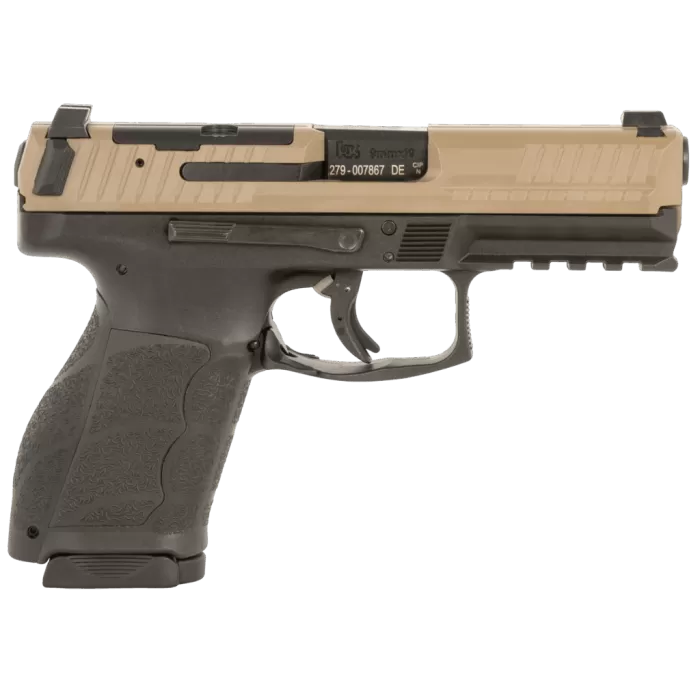 HK 81001195 VP9A1 Full Size Frame 9mm Luger 20+1 17+1 Black Flat Dark Earth Steel Optic Ready/Serrated Slide Brown Polymer Frame w/Picatinny Rail Interchangeable Backstrap Grip Ambidextrous