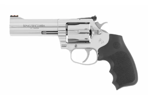 Colt Mfg KCOBRASB4RTS King Cobra Target 357 Mag 6rd Shot 4.25" Stainless Steel Barrel, Cylinder & Frame, Black Hogue Overmolded Grip, Exposed Hammer