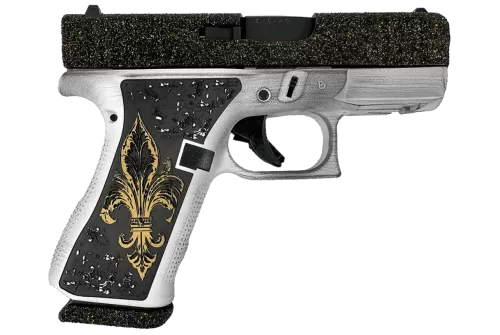 GLOCK 43X 9mm Luger 3.41in Barrel 2x 10rd Mags Silver Cerakote w/ Black/Gold Glitter Pistol (UX4350204NFDL)