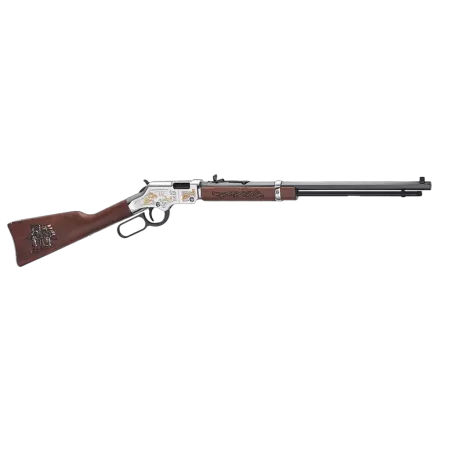 Henry H004MC2 Spirit Of The Corps 250th Anniversary 2nd Edition 22 S/L/LR 16+1 20" Black Octagon Barrel, Nickel-Plated w/24K Gold Inlay Engraved Brass Drilled & Tapped Receiver, American Walnut Straig
