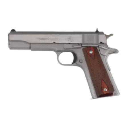 Colt Mfg O1911C-SS9 1911 Government 9mm Luger 9+1 5" Stainless National Match Barrel, Stainless Steel Serrated Slide, Stainless Streel Frame w/Beavertail, Double Diamond Checkered Wood Grip