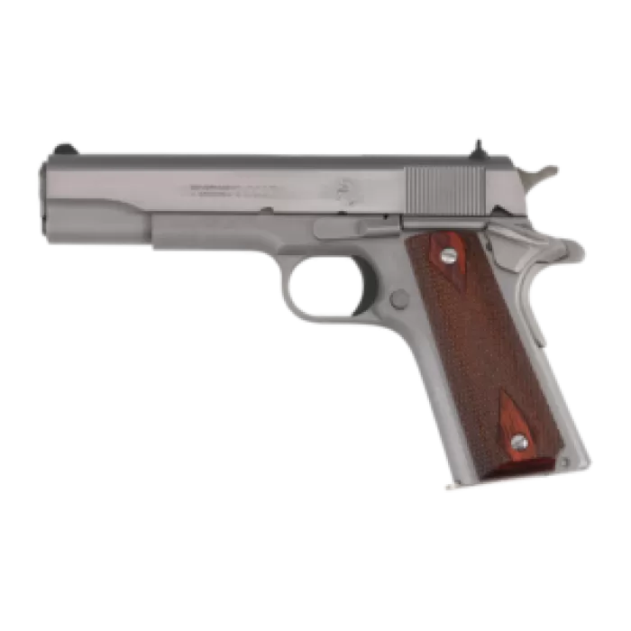 Colt Mfg O1911C-SS9 1911 Government 9mm Luger 9+1 5" Stainless National Match Barrel, Stainless Steel Serrated Slide, Stainless Streel Frame w/Beavertail, Double Diamond Checkered Wood Grip Colt Mfg O1911C-SS9 1911 Government 9mm Luger 9+1 5" Stainless National Match Barrel, Stainless Steel Serrated Slide, Stainless Streel Frame w/Beavertail, Double Diamond Checkered Wood Grip