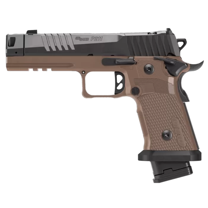 SIG SAUER P211-GTO Combat 9mm 4.4in 1x23rd/2x21rd Coyote Brown Single Action Pistol (211F-9-GTO-CBT)