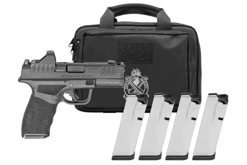 SPRINGFIELD ARMORY Hellcat Pro Comp OSP 9mm 3.7in Black Pistol Gear Pac w/ Viridian RFX11, 4x 15rd Mags, Range Bag (HCP9379BOSP15COM-PAC)