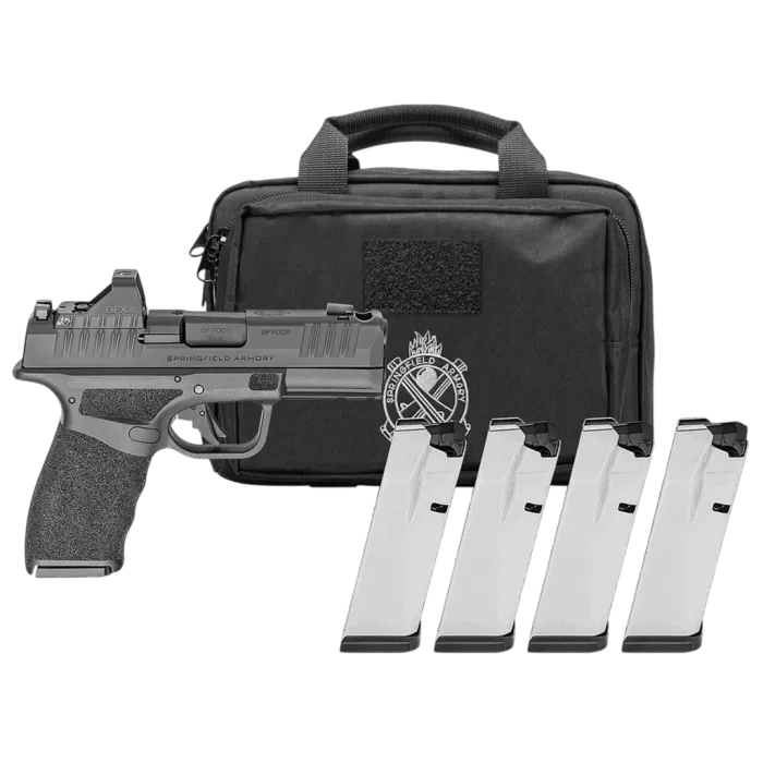 SPRINGFIELD ARMORY Hellcat Pro Comp OSP 9mm 3.7in Black Pistol Gear Pac w/ Viridian RFX11, 4x 15rd Mags, Range Bag (HCP9379BOSP15COM-PAC)