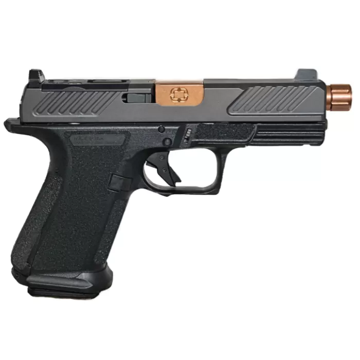 SHADOW SYSTEMS MR920 9mm 4.5in 15rd Black/Bronze White Dot Threaded Pistol (SS-1003-SM25) SHADOW SYSTEMS MR920 9mm 4.5in 15rd Black/Bronze White Dot Threaded Pistol (SS-1003-SM25)