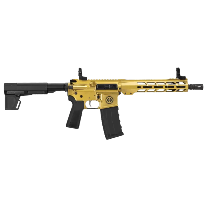 Hi-Point HP15P-556GOLD HP 15P 5.56 NATO 30+1 10.50" Black Threaded Barrel, Gold Aluminum Receiver w/Picatinny Rail, M-LOK Handguard, Blade Black Polymer Brace, Black B5 P Type 23 Grip Hi-Point HP15P-556GOLD HP 15P 5.56 NATO 30+1 10.50" Black Threaded Barrel, Gold Aluminum Receiver w/Picatinny Rail, M-LOK Handguard, Blade Black Polymer Brace, Black B5 P Type 23 Grip