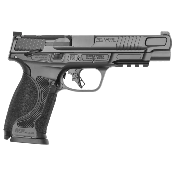 Smith & Wesson 14672 M&P M2.0 Metal 9mm Luger 17+1 5" Black Armornite Stainless Steel Barrel & Optic Ready/Serrated Slide, Black Armornite Stainless Steel Frame w/Picatinny Rail, Interchangeable Palms