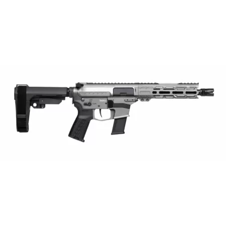 CMMG 45A890FTNG Banshee FE MkG 45 ACP 13+1 8" Black Nitride Threaded Barrel, M-LOK Handguard, Titanium Cerakote Aluminum Receiver w/Picatinny Rail, Black Polymer CMMG RipBrace, CMMG Zeroed Grip