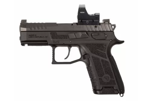 CZ-USA 91604 P-09 C Nocturne Compact 9mm Luger 15+1 3.75" Black Steel Serrated w/Optic Slide, Black Polymer Frame w/Picatinny Rail, Interchangeable Backstrap Grip, Viridian RFX-15