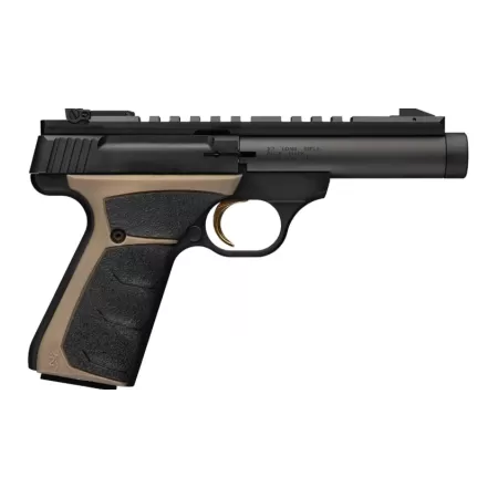 Browning 051614490 Buck Mark Field Target 22 LR 10+1 4.40" Matte Black Bull Threaded Barrel, Picatinny Rail Receiver, Matte Black FDE w/Black Overmold Grip