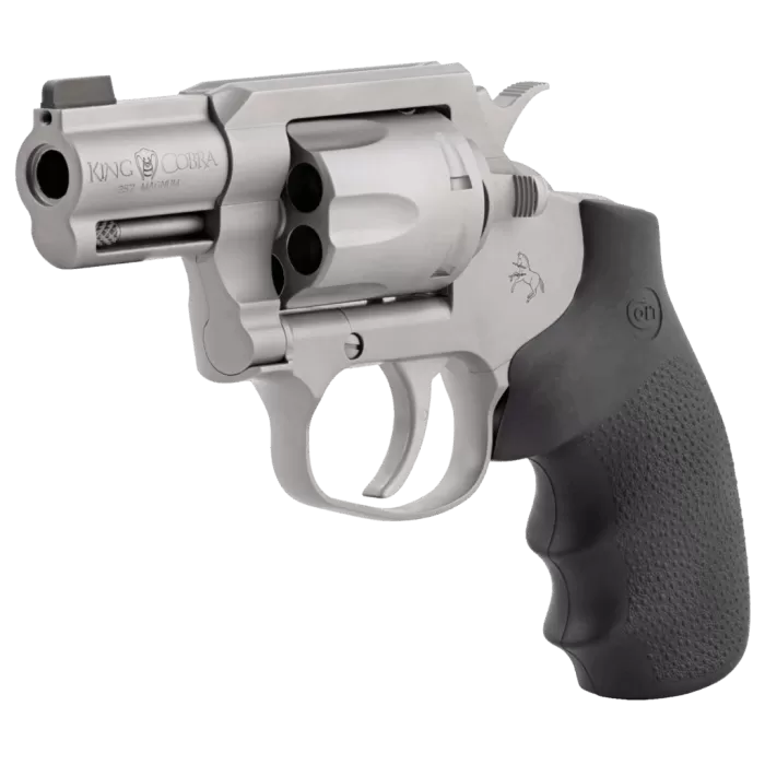 Colt Mfg KCOBRASM2BBS King Cobra Small 357 Mag 6 Shot 2" Matte Stainless Steel Barrel, Cylinder Frame, Black Hogue Overmolded Grips, Exposed Hammer