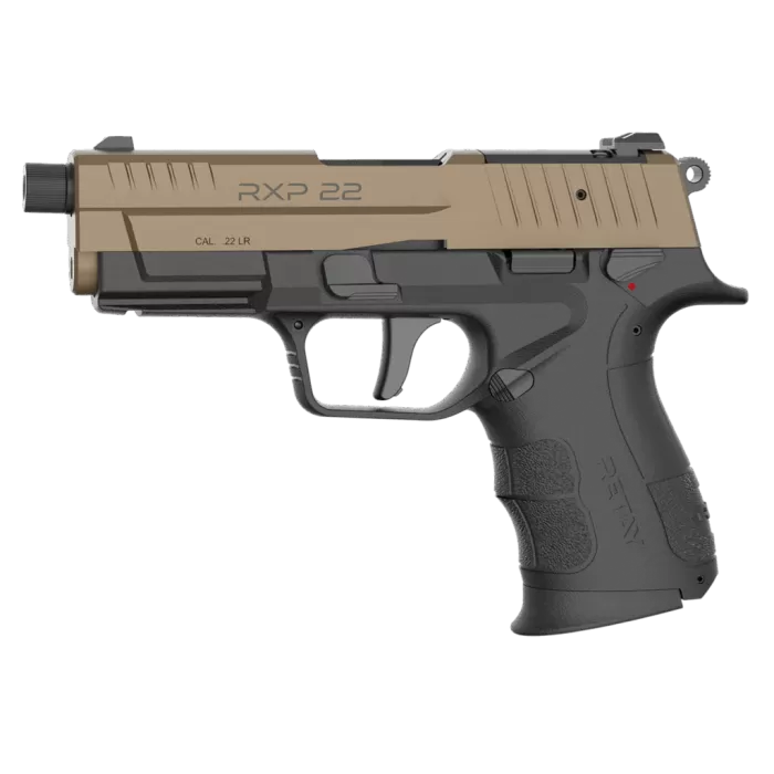 Retay USA RXP22BLKFDES13TH RXP 22 LR 13+1 4" Threaded Barrel, Flat Dark Earth Cerakote Optic Ready/Serrated Slide, Black Cerakote Polymer Frame w/Accessory Rail, RMR/RMSc Footprint