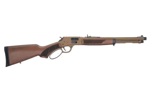 Henry H12 Explorer Carbine 357 Mag/.38 Special, 16.5" Threaded Barrel, Cerakote Burnt Bronze, American Walnut, Semi-Buckhorn Rear, Brass Bead, 7rd