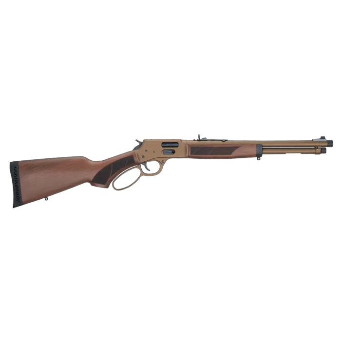Henry H12 Explorer Carbine 357 Mag/.38 Special, 16.5" Threaded Barrel, Cerakote Burnt Bronze, American Walnut, Semi-Buckhorn Rear, Brass Bead, 7rd Henry H12 Explorer Carbine 357 Mag/.38 Special, 16.5" Threaded Barrel, Cerakote Burnt Bronze, American Walnut, Semi-Buckhorn Rear, Brass Bead, 7rd
