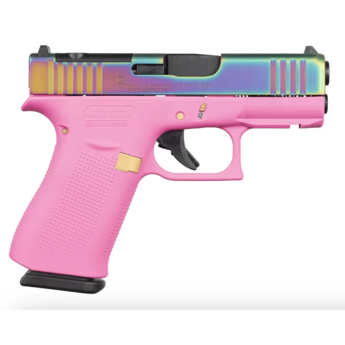 Glock 43X MOS 3.41" 9mm 10rd Pistol, Pink Rainbow - 79326PFRMOS
