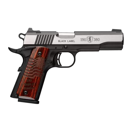 Browning 051122492 1911 Black Label Medallion Pro 250 Full Size 380 ACP 10+1 4.25" Matte Stainless Barrel, Blackened w/Silver Polished Flats Stainless Steel Serrated Slide, Matte Black Polymer Frame w