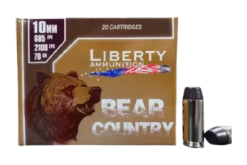 LIBERTY AMMUNITION Bear Country 10mm Auto 70gr Solid 20rd/Box Handgun Ammo (LA-BC-070)