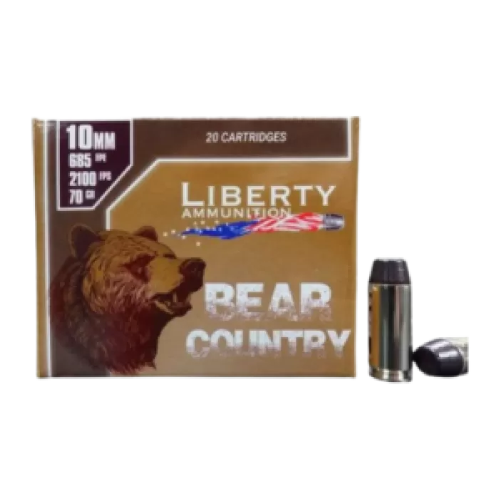LIBERTY AMMUNITION Bear Country 10mm Auto 70gr Solid 20rd/Box Handgun Ammo (LA-BC-070)