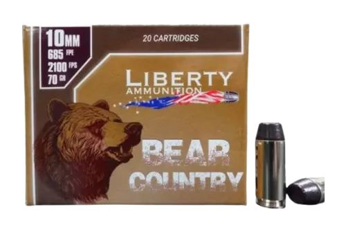 LIBERTY AMMUNITION Bear Country 10mm Auto 70gr Solid 20rd/Box Handgun Ammo (LA-BC-070)