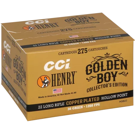 CCI Henry Golden Boy Edition .22LR 36 Grain Copper Plated Hollow Point 275-Round Box Ammo (HGB22)