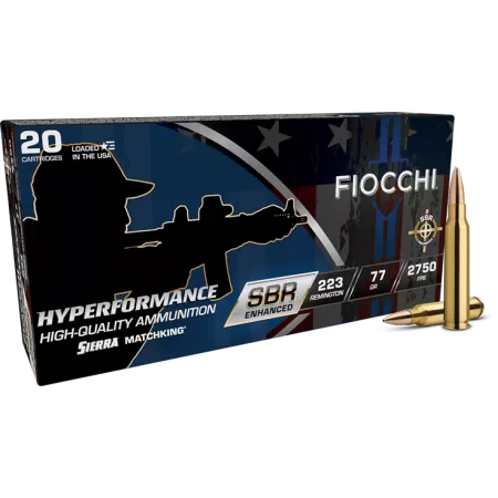 Fiocchi 223SBRD Hyperformance 223Rem 77gr Hollow Point Boat Tail 20 Per Box/10 Case