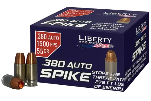 LIBERTY AMMUNITION Spike .380 Auto 55gr Solid 20rd/Box Handgun Ammo (LA-SPI380-55-1500)